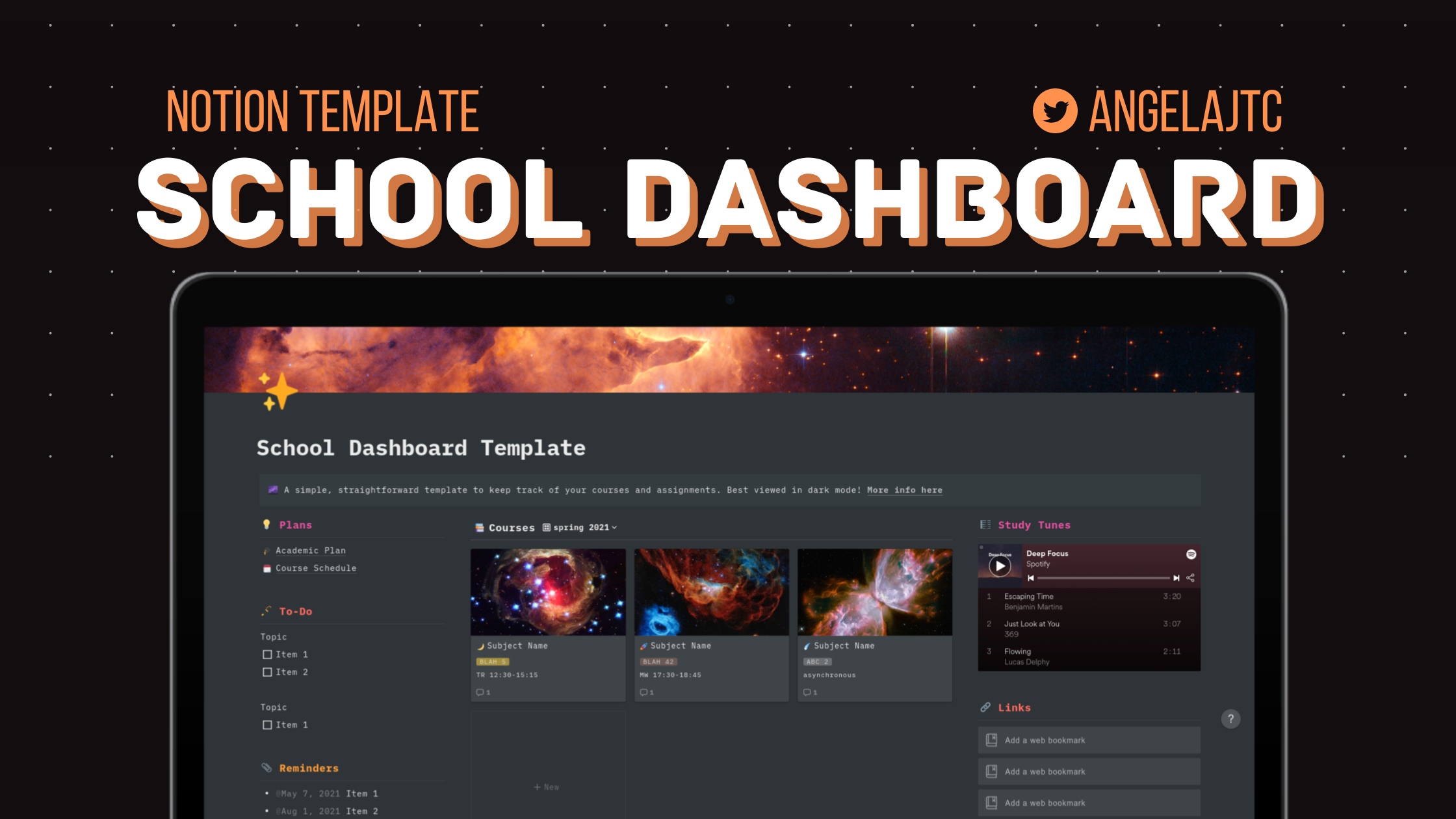 Notion school dashboard template Angela's Blog